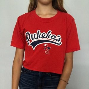 Unique red cropped tee